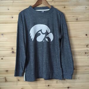Iowa Hawkeyes Sweatshirt Womens Large Gray Pullover Mockneck Bottom Drawers